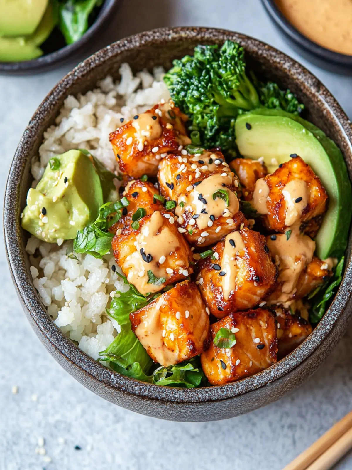 Crispy Bang Bang Salmon Bites Bowls