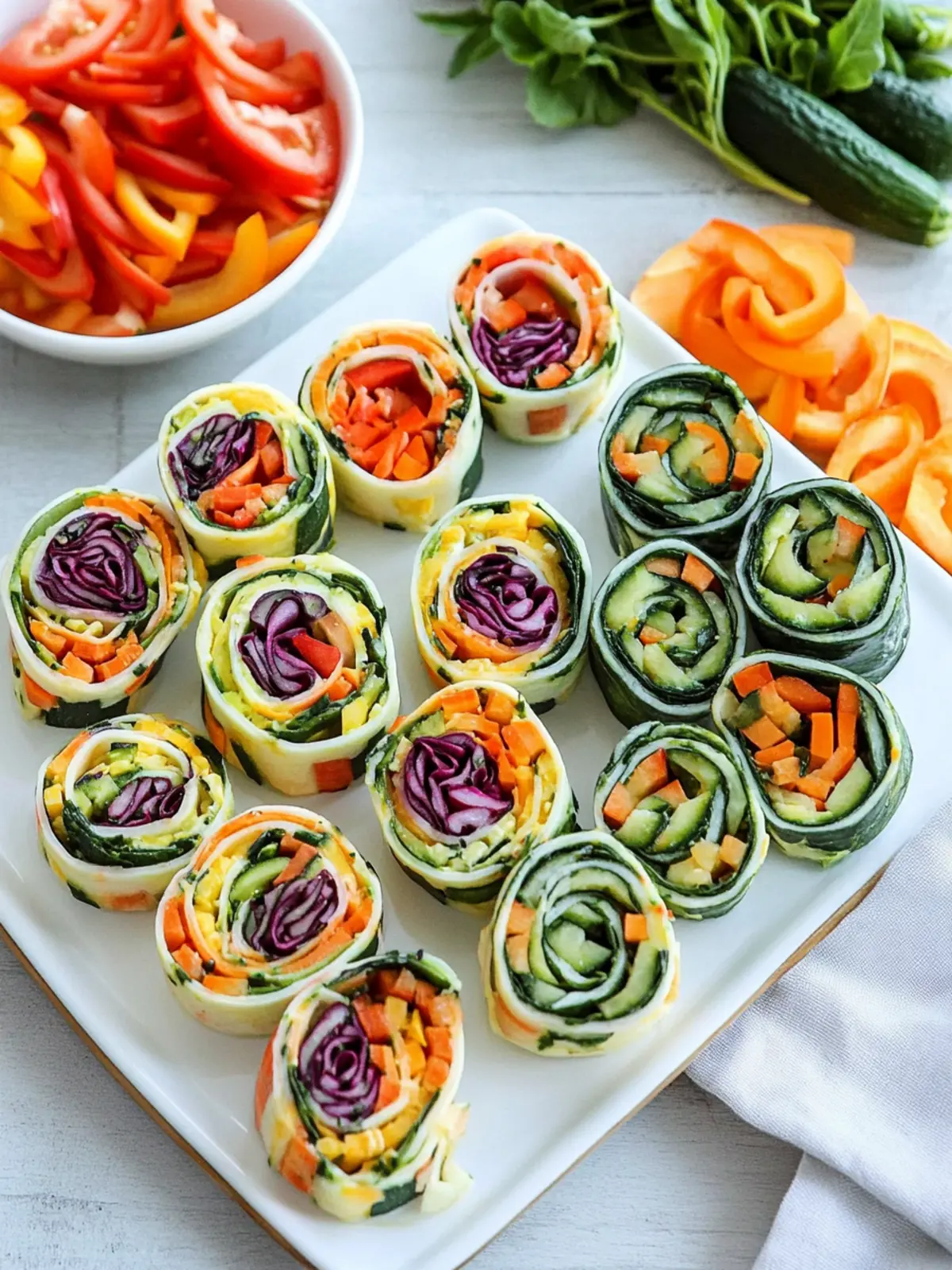 Rainbow Veggie Pinwheels