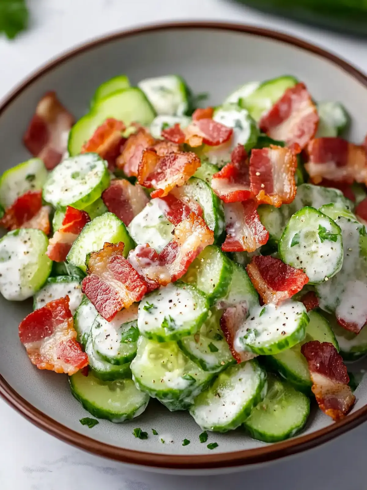 Crunchy Cucumber Salad with Bacon