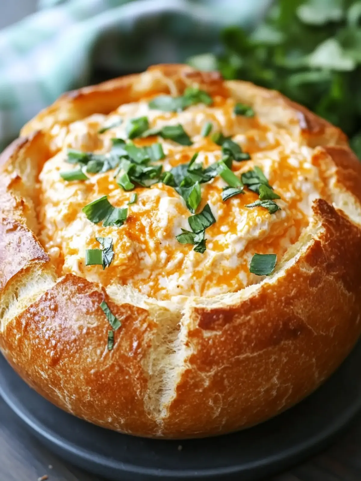 Buffalo Chicken Dip Bread Bowl