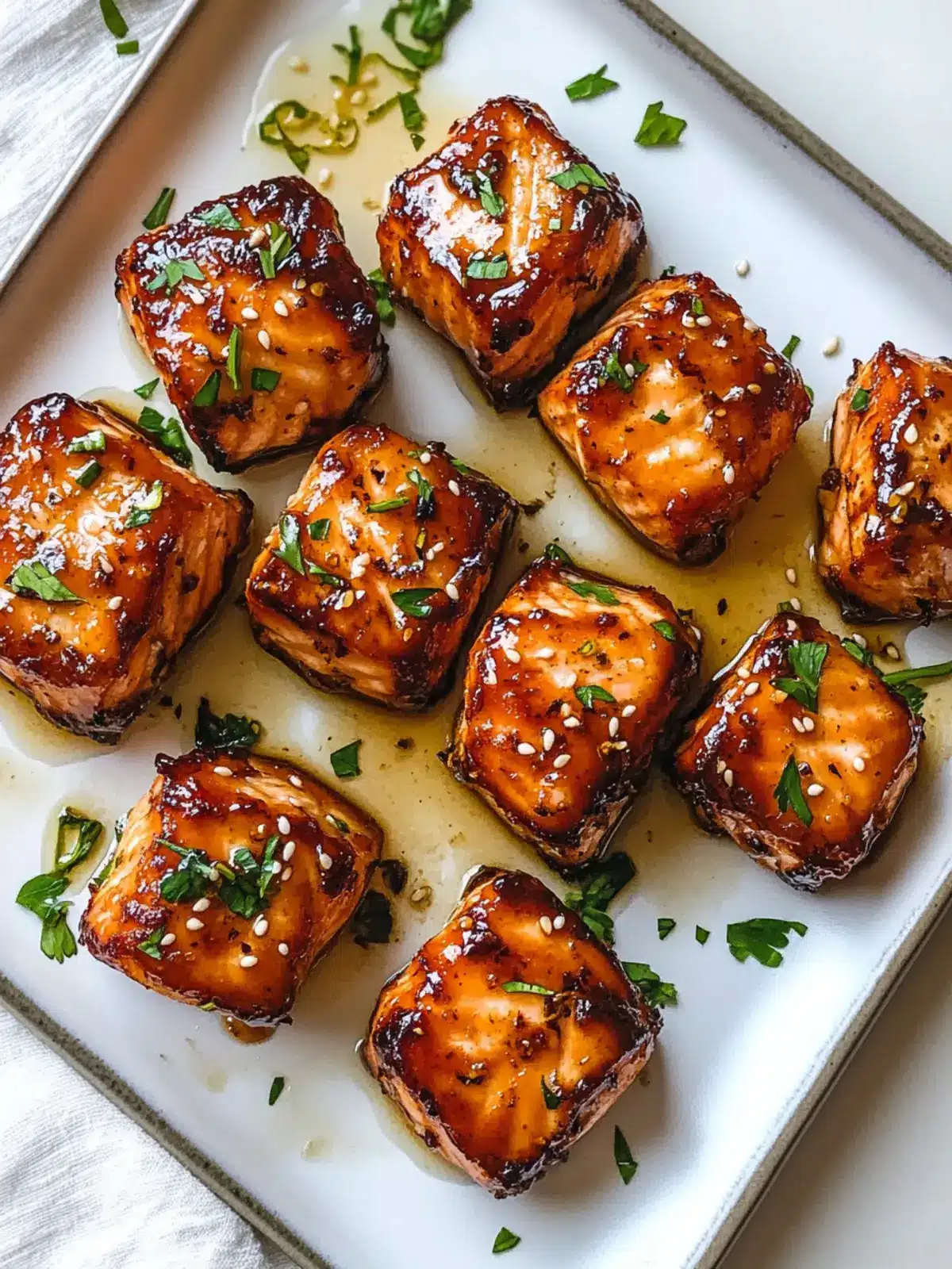 Honey Garlic Salmon Bites