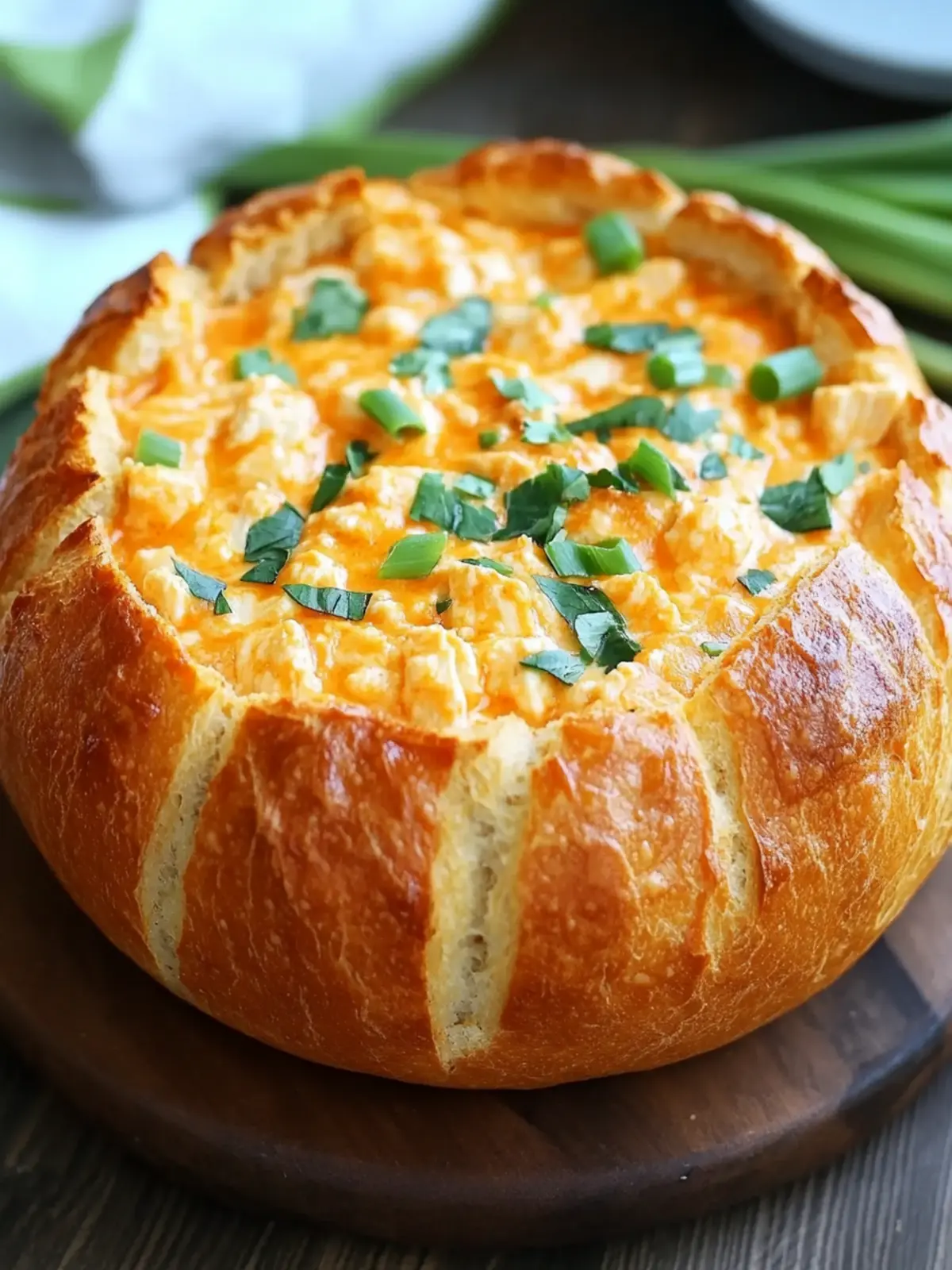 Buffalo Chicken Dip Bread Bowl