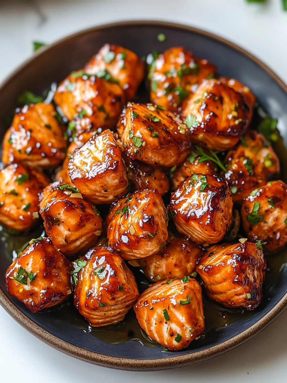 Honey Garlic Salmon Bites