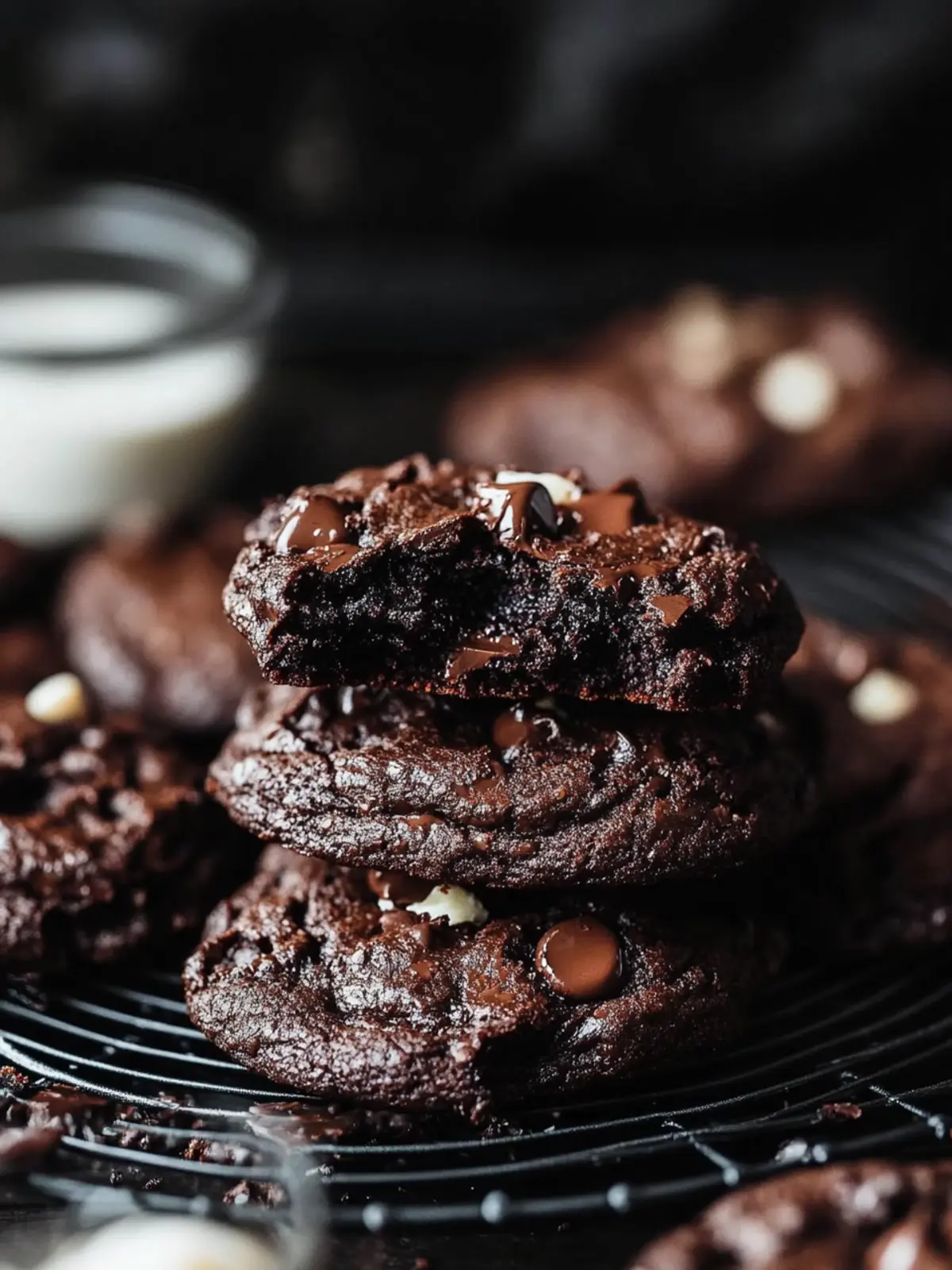 Fudgy Triple Chocolate Cookies