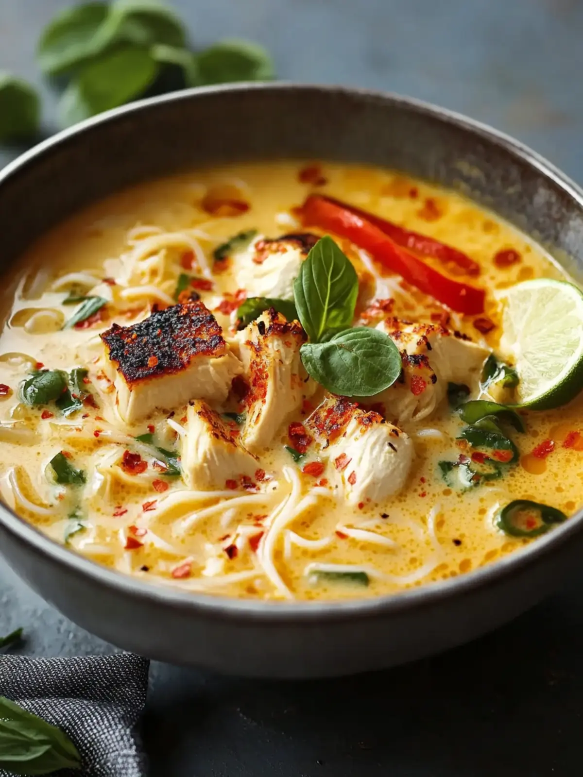 Creamy Thai Coconut Chicken Noodle Soup
