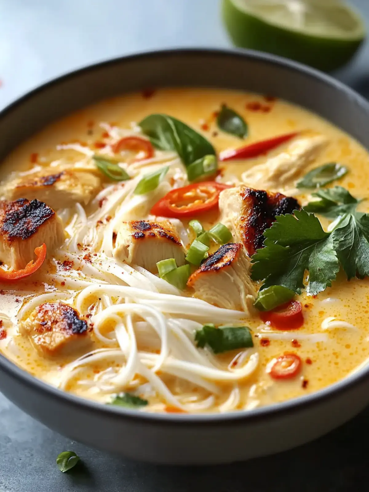 Creamy Thai Coconut Chicken Noodle Soup