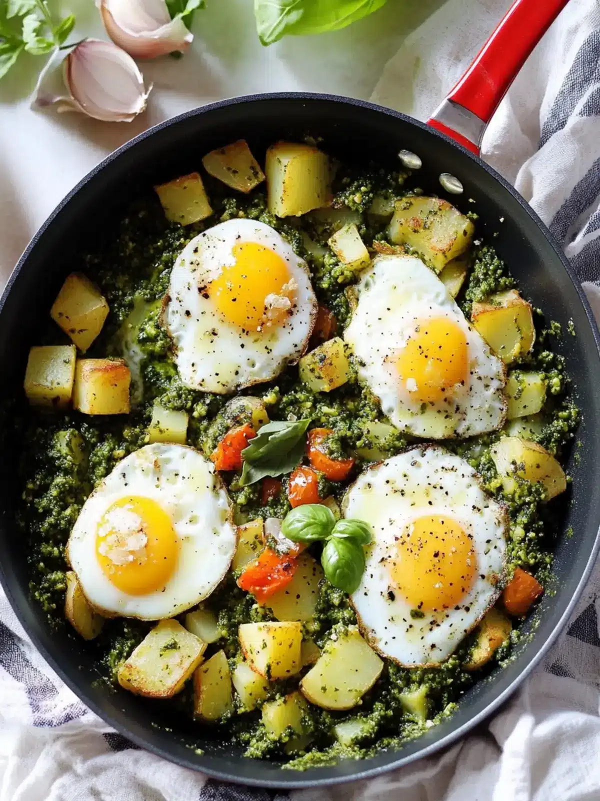 Pesto Eggs & Potato Skillet